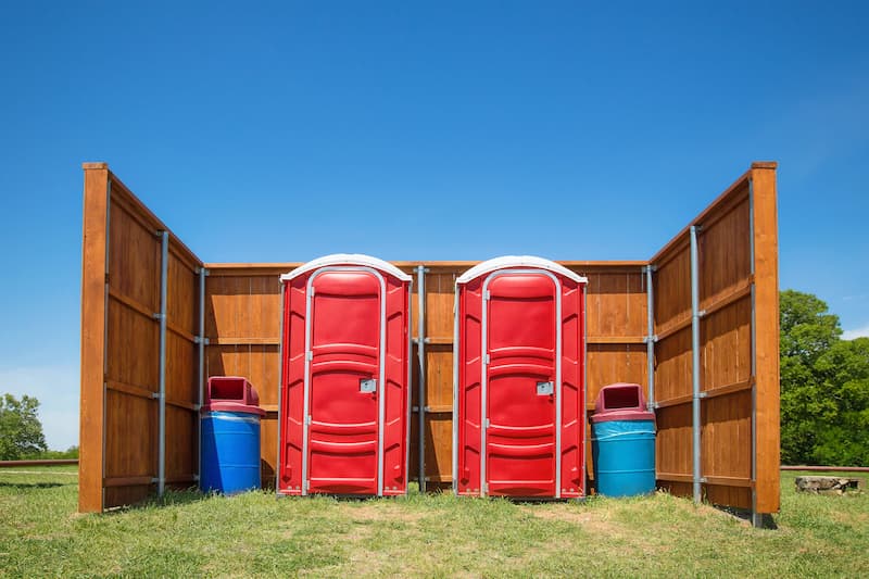 Short-term porta potty units staged for delivery in Placentia, California